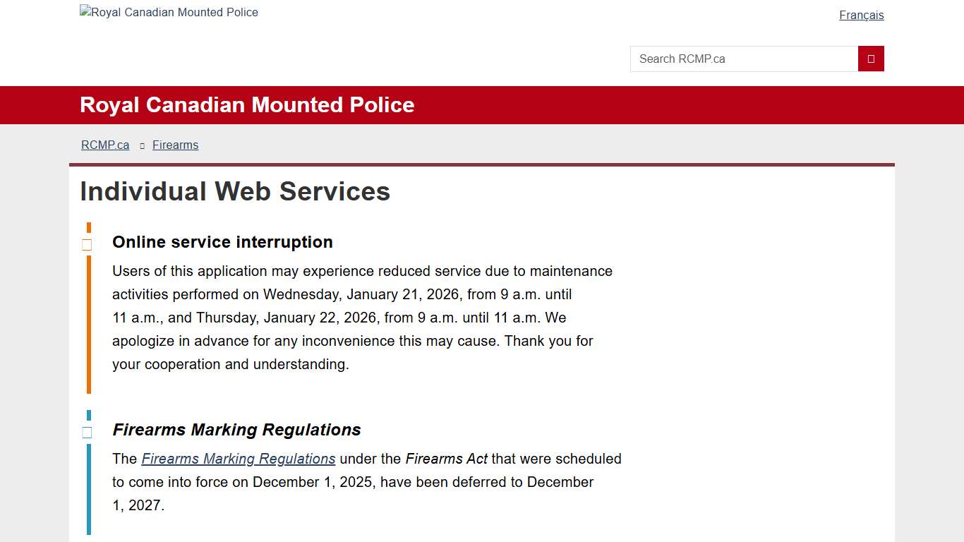 Individual Web Services Royal Canadian Mounted Police