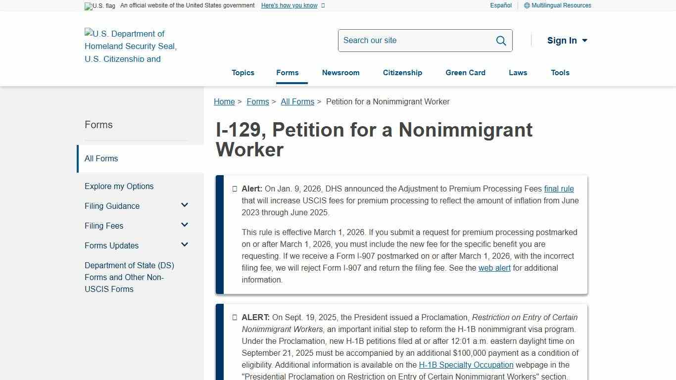 Petition for a Nonimmigrant Worker USCIS